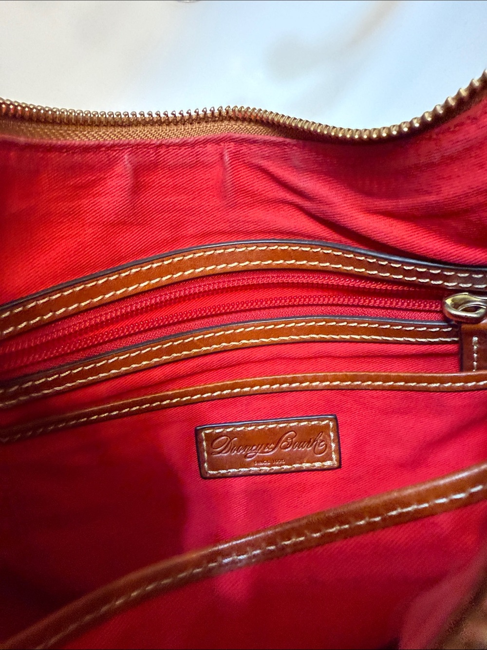 Dooney & Bourke Black Pebbled Leather Shoulder Bag with Brown Trim - Picture 6 of 8